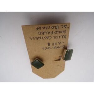 Alice Caviness Jade Green Gold Filled Clip On Earrings